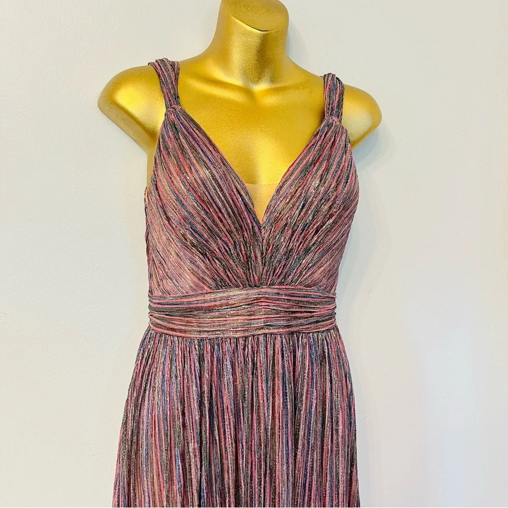 Catherine Deane Metallic Pleated Gown‎ Size 4 – Evening, Gala, Wedding Guest - Picture 3 of 7